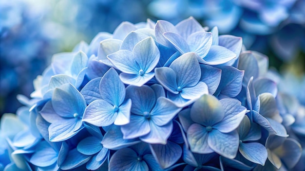 Closeup Soft Pastel Blue Hortensia Flower