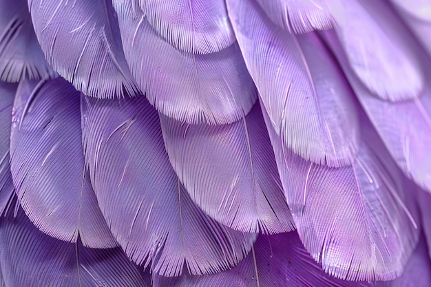 Photo a closeup of soft purple feathers with each feather visible and shown with delicate detail the bac