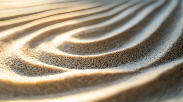 Photo closeup of soft rippled sand with sunlight reflecting off the surface