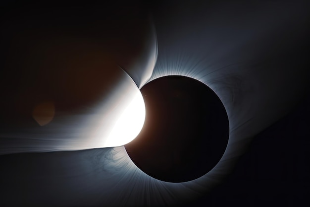 Closeup of solar eclipse with the sun obscured by the moon