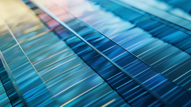 A closeup of a solar panel with a thin flexible film coating instead of traditional rigid glass