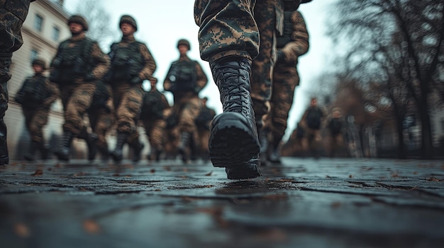 Closeup of a Soldier39s Boot During a Military Parade