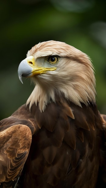 Closeup sot of a golden eagle with a blurred