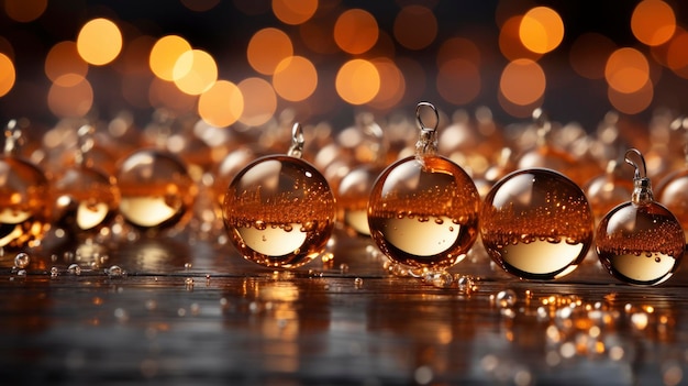 A CloseUp Of Sparkling Gold Christmas LightsBright Background Background Hd