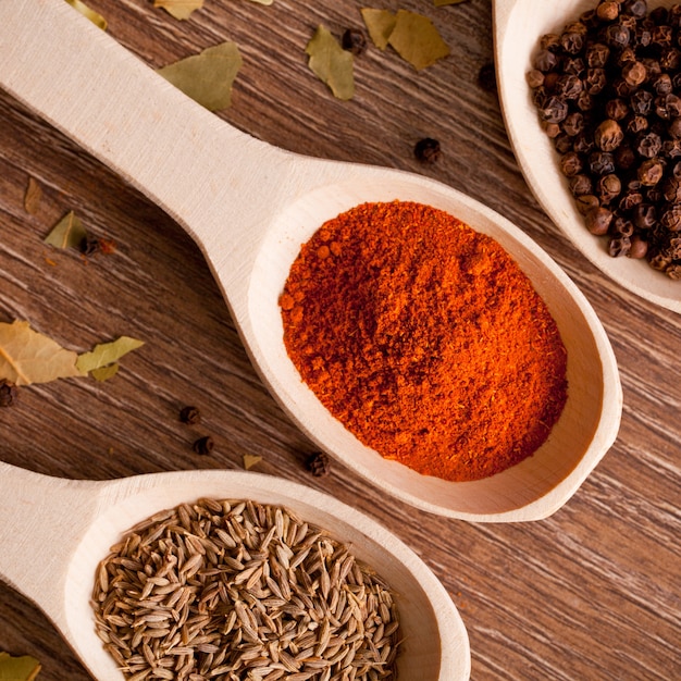 Closeup spices on spoon