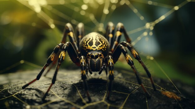 Photo closeup of spider in web