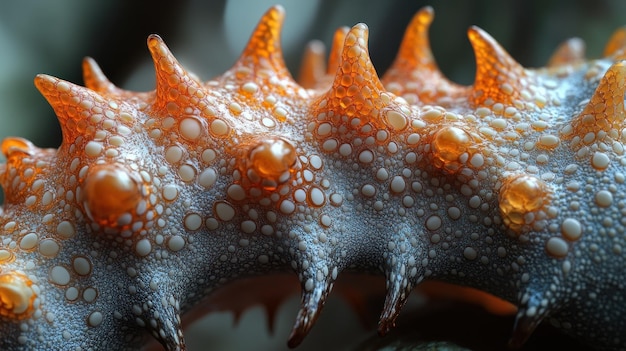 Photo closeup of a spiky sea creature with water droplets