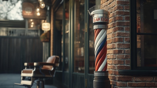 Photo closeup of a spinning vintage barber pole