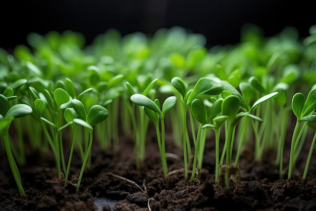 Closeup of sprouting seedlings bursting with new life created with generative ai