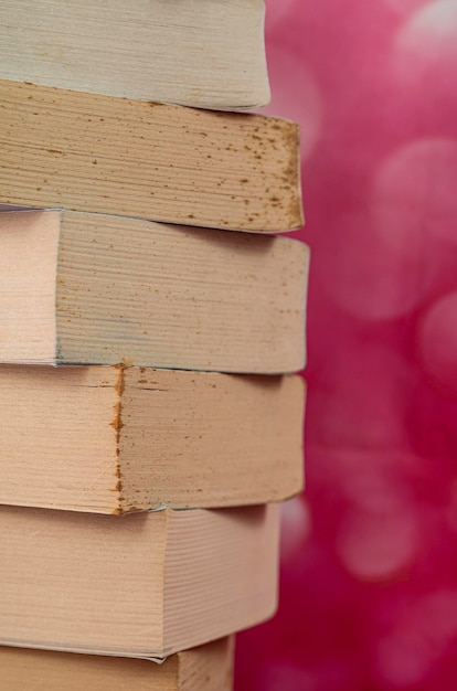 Closeup of a stack of books