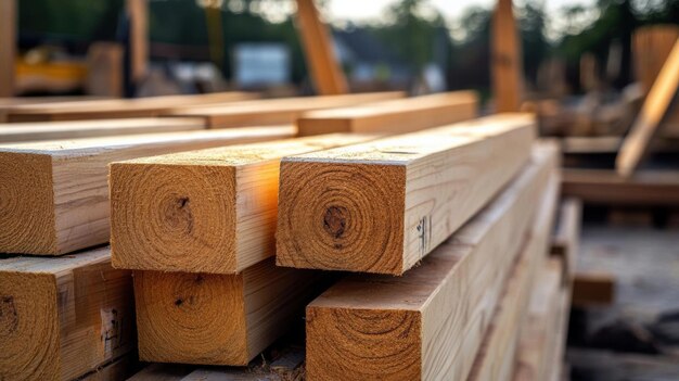 Closeup of Stacked Wooden Beams