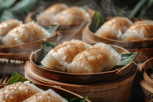 Photo closeup of steamed rice dumplings a famous chinese delicacy for the dragon boat duan wu festival