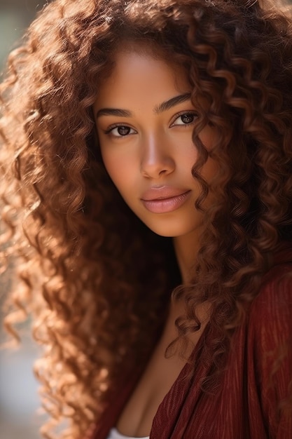 A closeup stock photo of cute long curly hairstyles for african american women