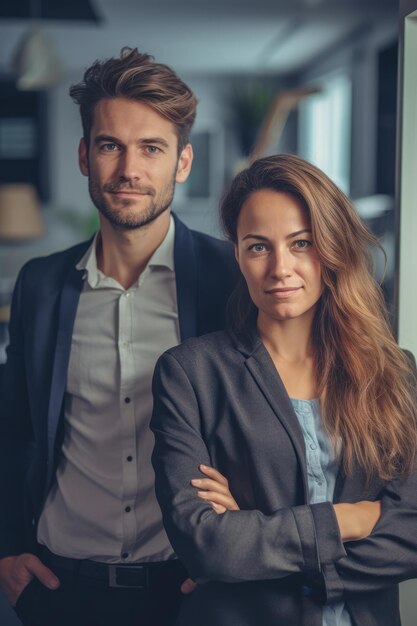 A closeup stock photo of a man and woman standing next to each other