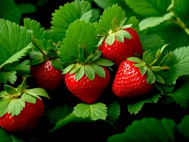 Closeup of strawberries with love inscribed