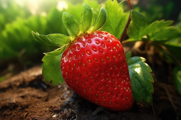 Closeup of Strawberry on the Ground