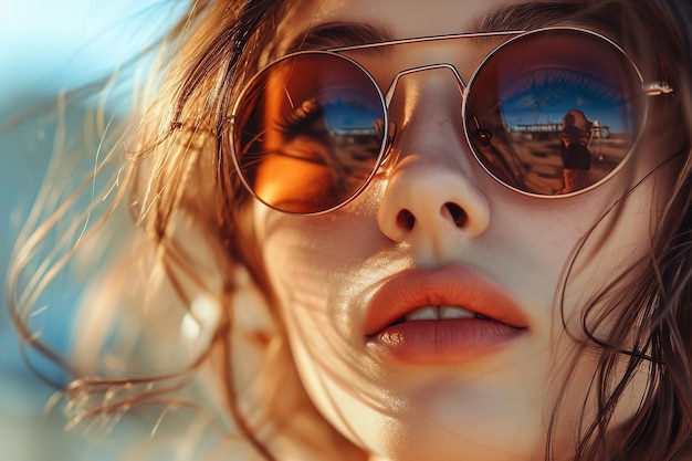 Closeup of a stylish young lady sporting shades Generative Ai