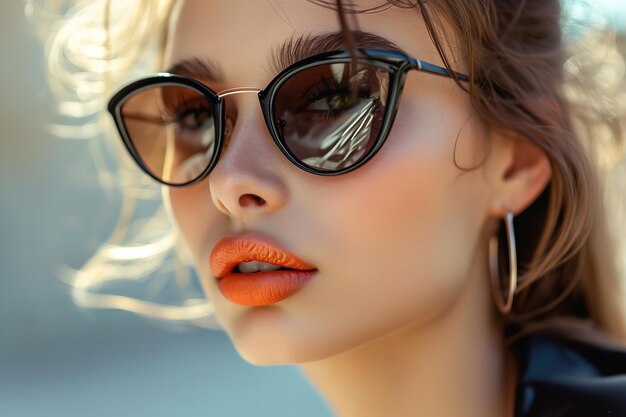 Closeup of a stylish young lady sporting shades Generative Ai