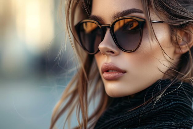 Closeup of a stylish young lady sporting shades Generative Ai