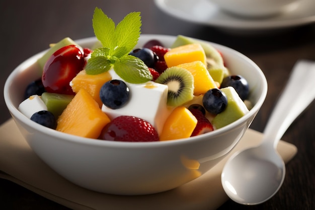 Closeup of a succulent fresh fruit salad perfect for a healthy and balanced diet Generated by AI