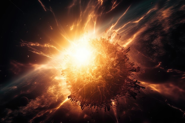 Closeup of sun with bursts of energy and explosions visible created with generative ai