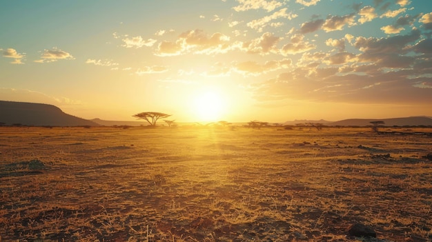 Closeup sunset with big sun and cloudless sky Morning light