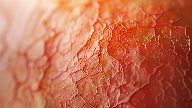 Closeup of surface with cracked texture gradient from red to orange