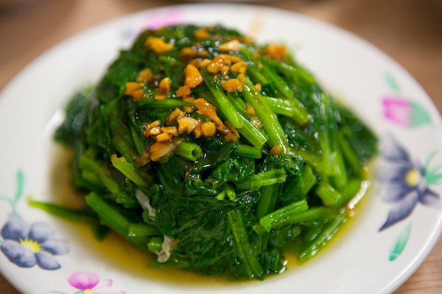 Closeup Taiwan traditional food delicious hot green vegetables green vegetables