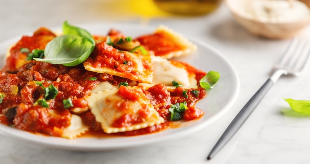 Closeup of tasty italian ravioli