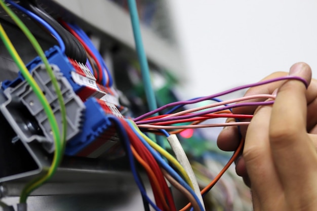 Closeup of a technician's hands