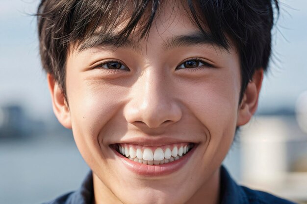 Closeup of a teenager grinning