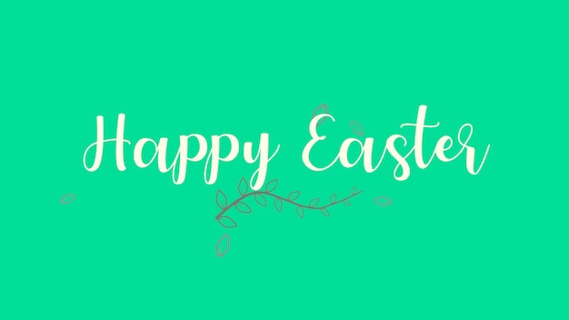 Photo closeup text happy easter on green fashion and spring background. elegant and luxury 3d illustration style for holiday and promo template