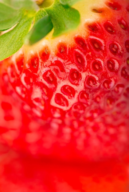 Closeup texture of strawberry macro image background