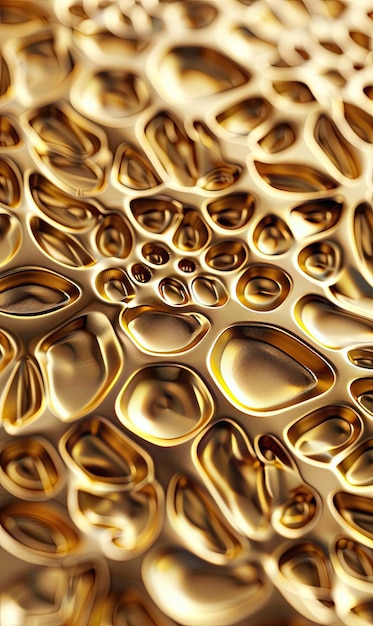 A closeup of a textured surface with reflective golden geometric shapes Generate AI