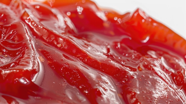 Photo closeup of thick creamy tomato ketchup swirling showcasing its rich savory texture aig53m