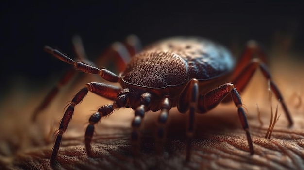 A closeup of a tick on a finger Generative Ai