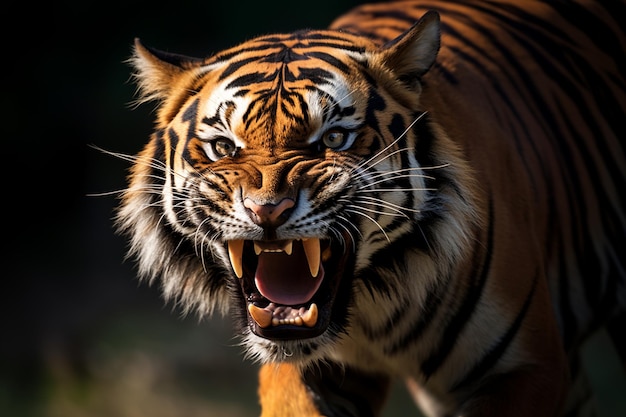 closeup tiger face roaring portrait Generated AI