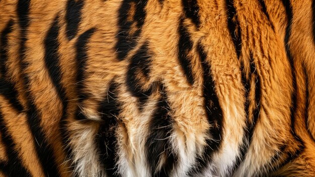 Photo closeup of tiger fur with distinctive orange and black stripes