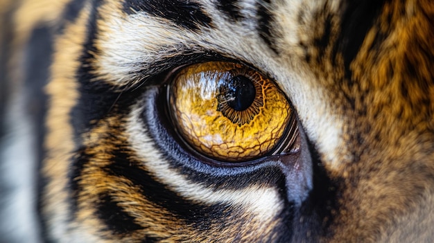 Closeup of a tiger39s eye showcasing intricate details and colors