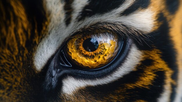 Closeup of a tiger39s striking amber eye with intricate details