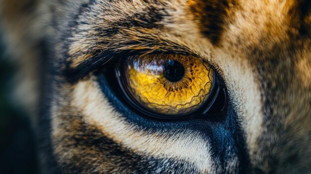 Closeup of a tiger39s striking yellow eye with intricate details