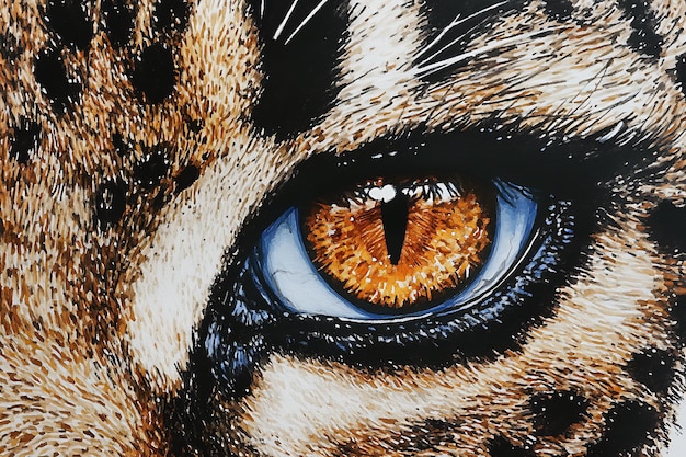 Photo closeup of a tigers eye watercolor painting