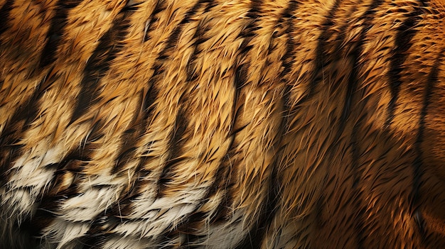 Photo closeup of a tigers fur showing its unique pattern of stripes and spots