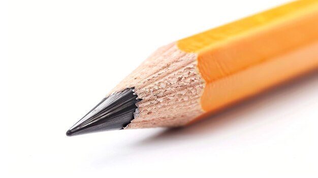 Closeup of the tip of a sharpened yellow pencil