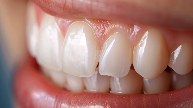 CloseUp of Tooth in Composite Bonding Procedure with Natural Teeth Contrast