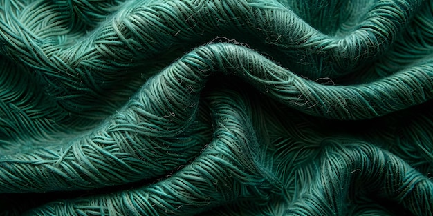 Photo closeup top view of green wool fabric texture with abstract design concept textured fabric closeup view green abstract design top view