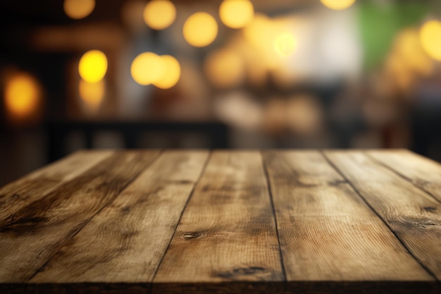 closeup top wood table with Blur Background