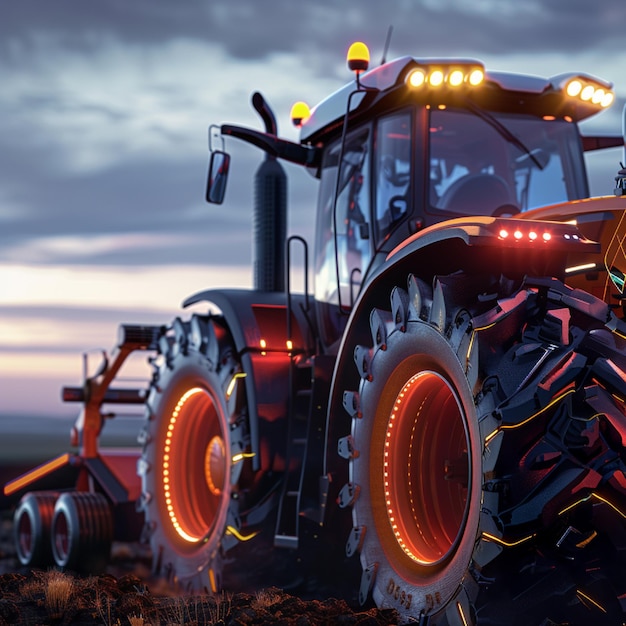 Photo a closeup of a tractor equipped with advanced gps technology