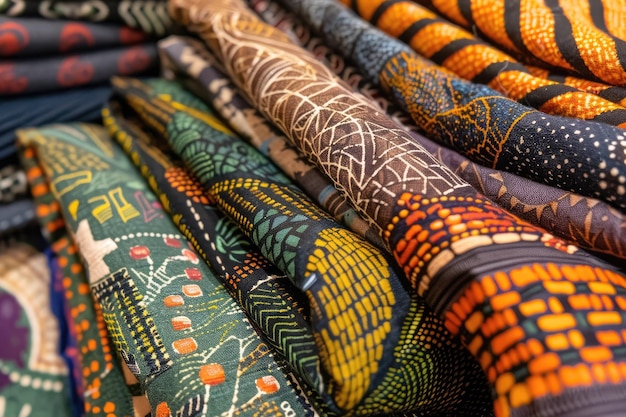 Photo closeup of traditional african textiles at juneteenth market