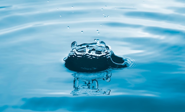 Closeup of transparent water droplet on water ring surface , Natural concept.